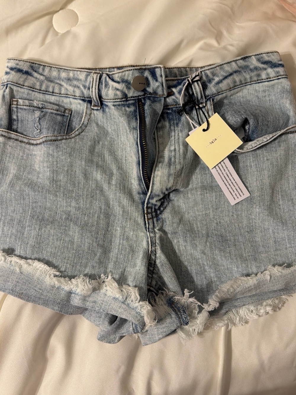 Francesca's Collections Light Blue Distressed Denim Shorts